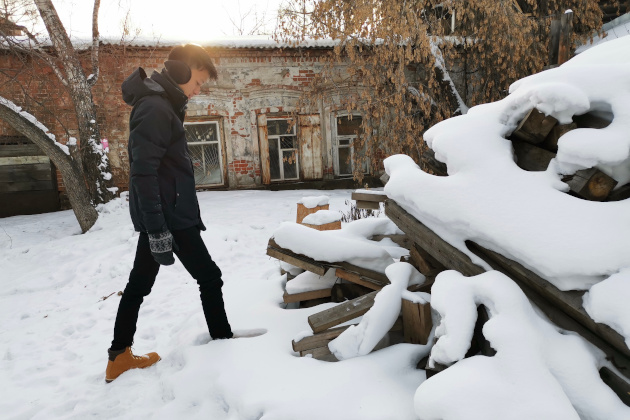 Snowing in Irkutsk, Russia